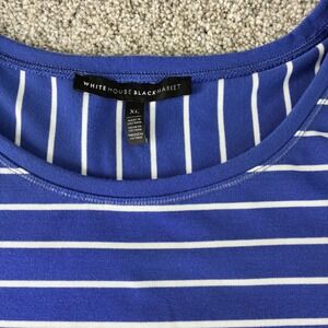 White House Black Market Women's Blue White Striped‎ Knit Dress XL Career Casual